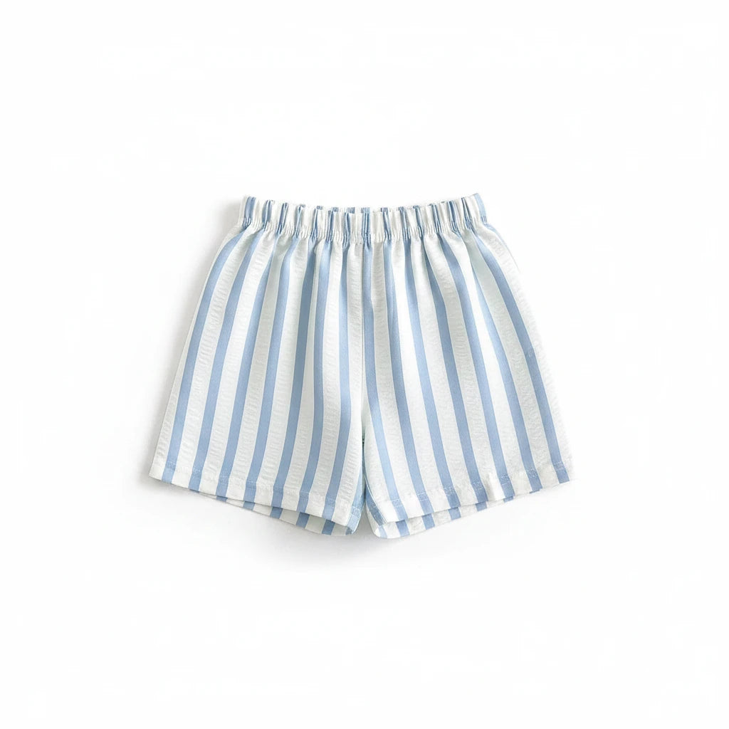 Kids pinstripe casual shorts with a classic pattern for summer adventures