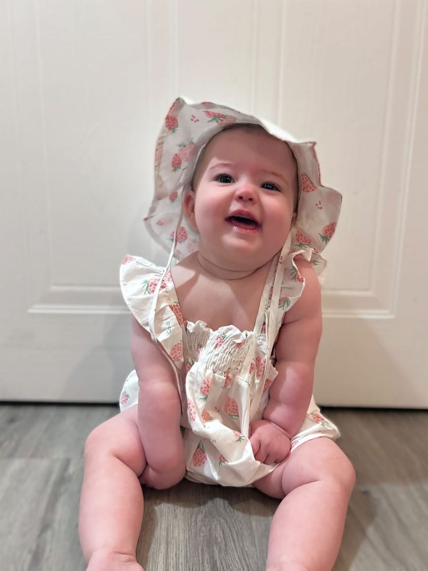 Isabella Strawberry Romper & Bonnet