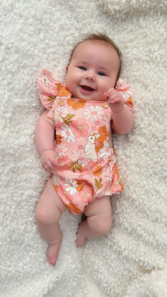 Bunny Blush Floral Romper & Bow