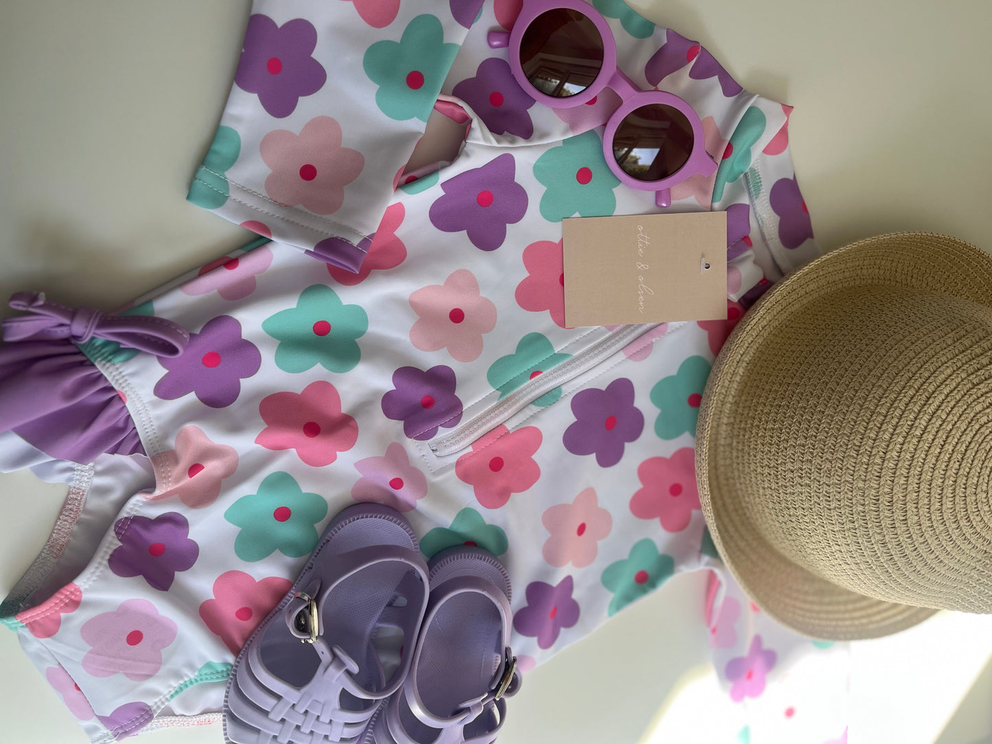 Poppy Floral Swimsuit & Bonnet