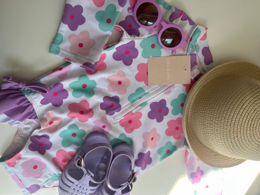 Poppy Floral Swimsuit & Bonnet