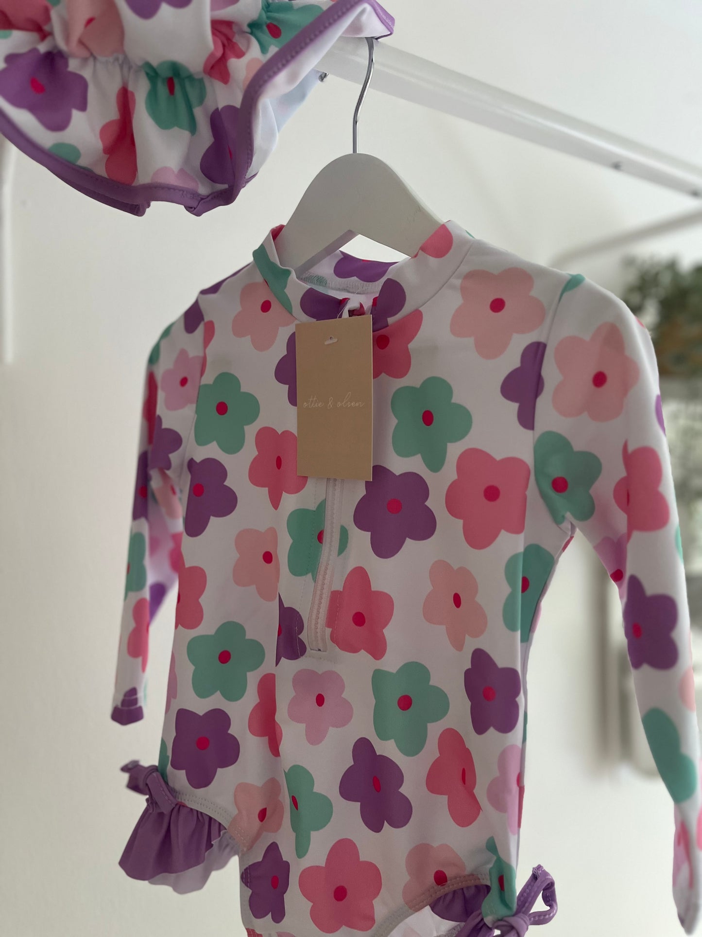 Poppy Floral Swimsuit & Bonnet