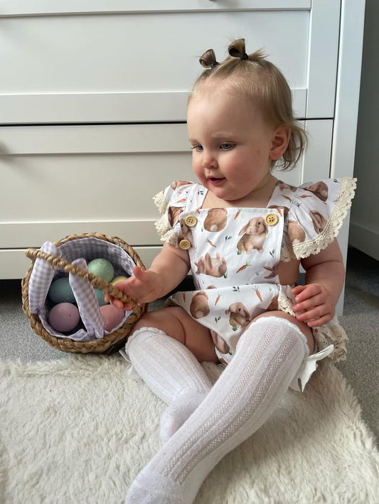 Baby Bunny Lace Romper & Bow