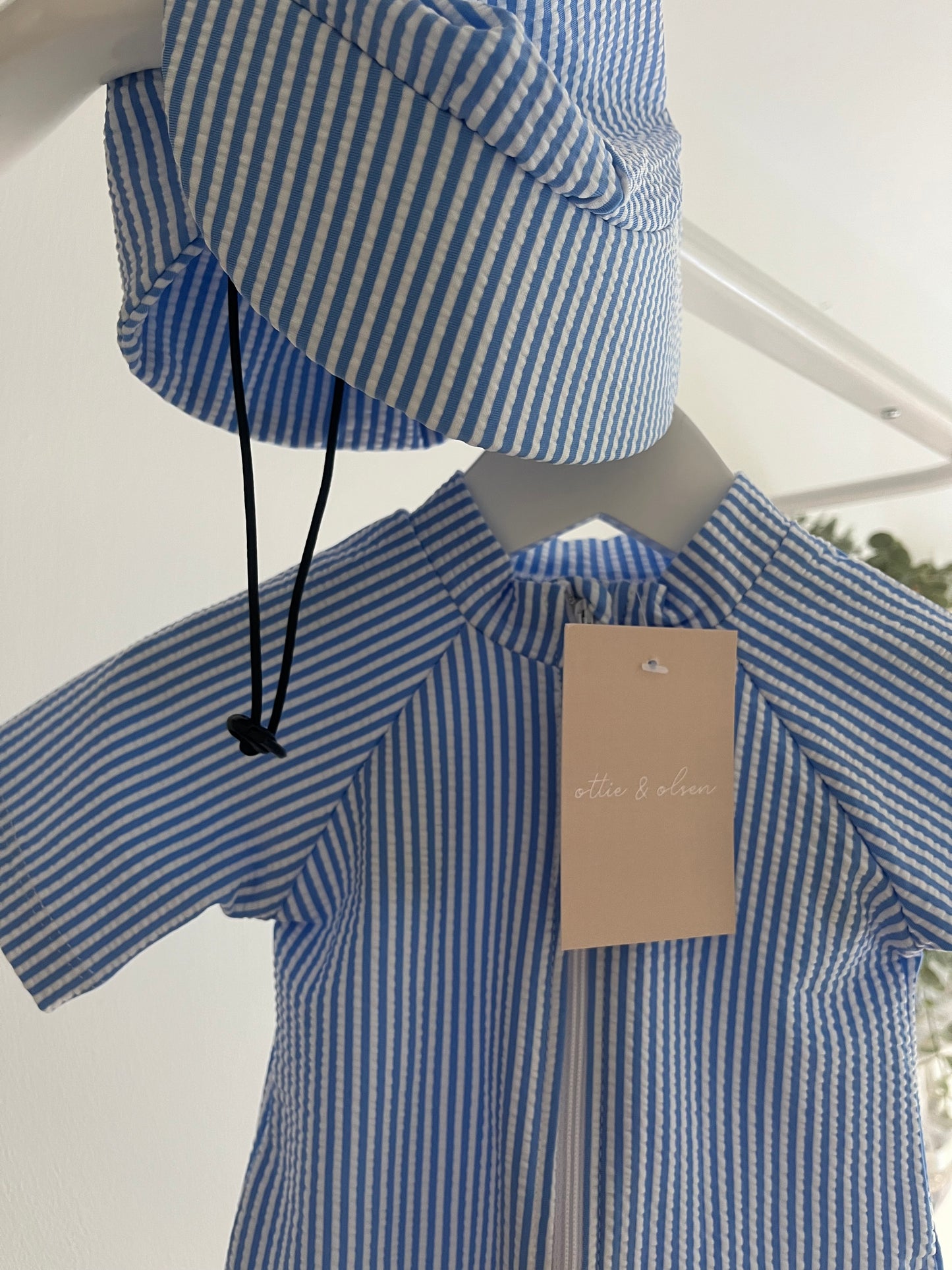 Tomi Pinstripe Swimsuit & Hat