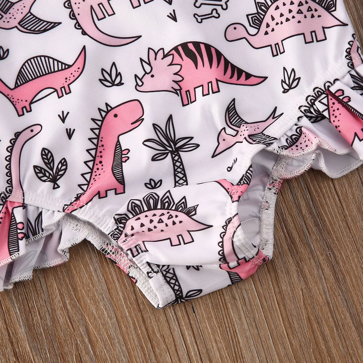 Pink Dino Ruffle Swimsuit