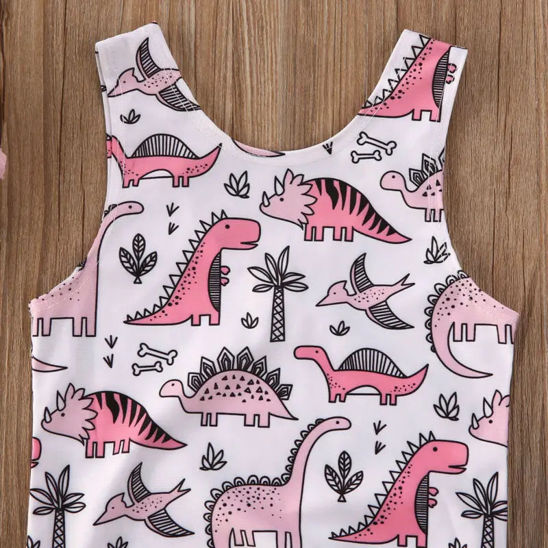 Pink Dino Ruffle Swimsuit