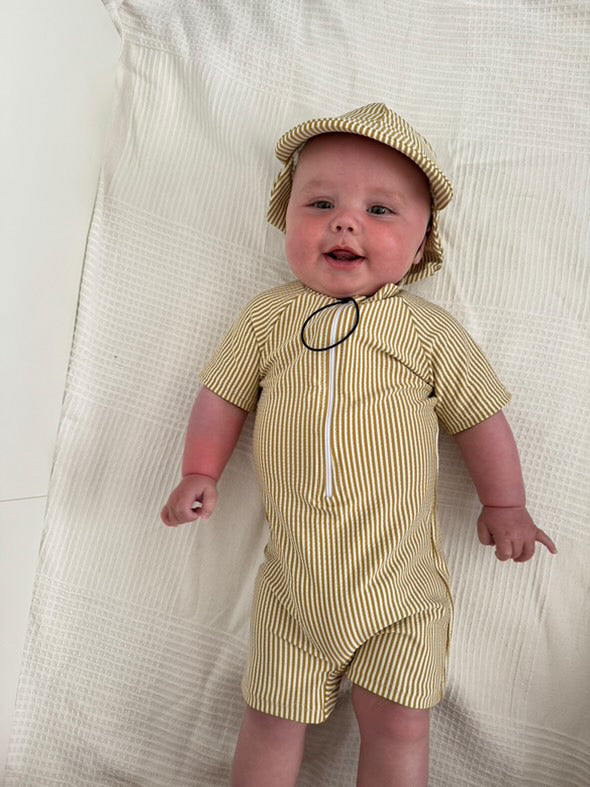 Tomi Pinstripe Swimsuit & Hat