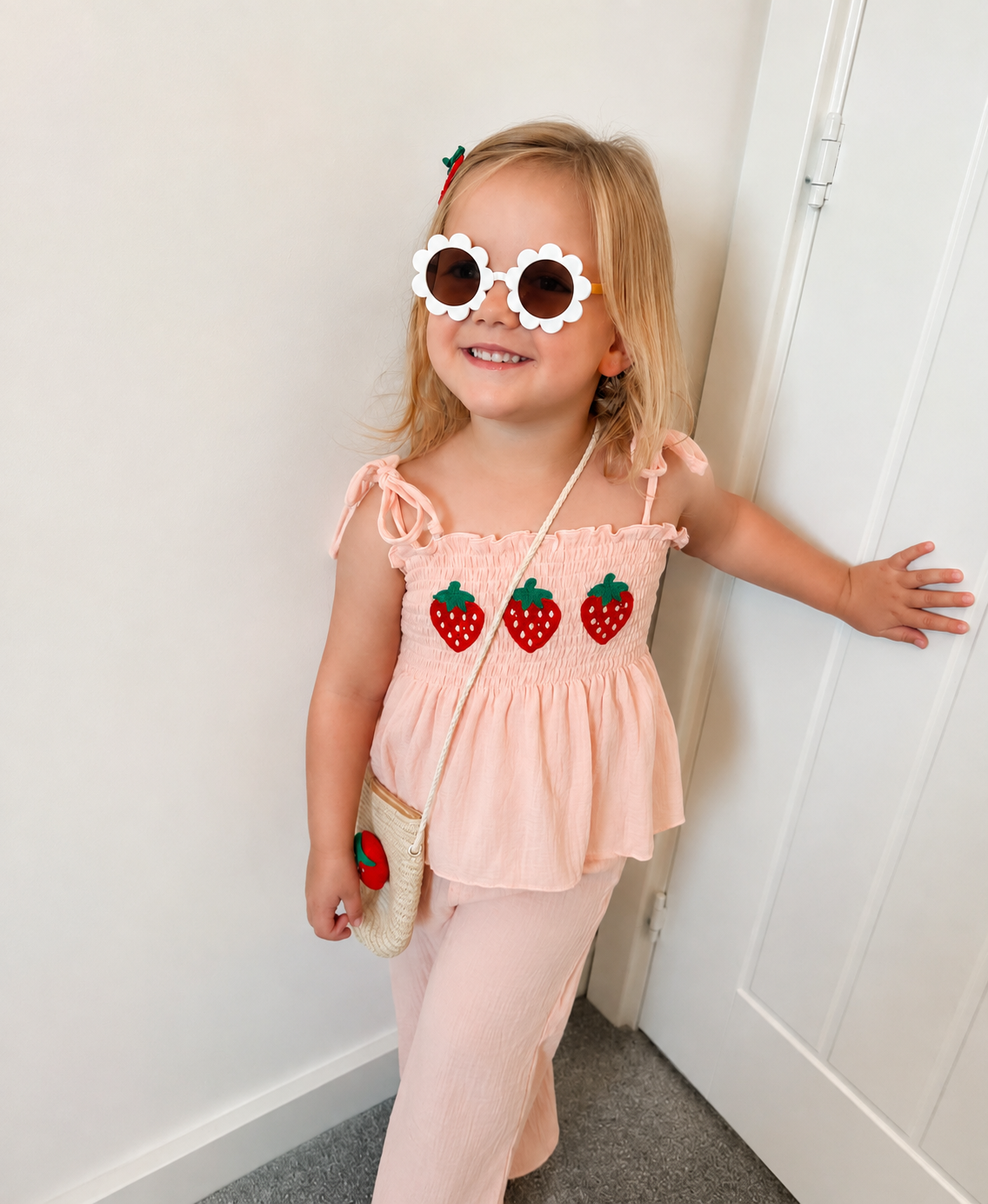 Strawberry Cami Top & Wide Leg Trousers