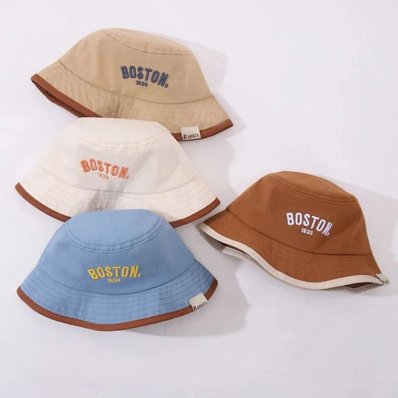 Boston Bucket Hat for toddlers with wide brim for sun protection and playful design