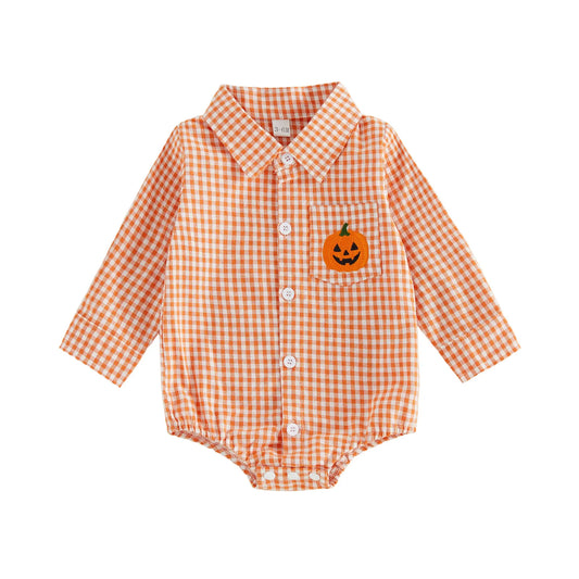 Halloween Plaid Shirt Romper