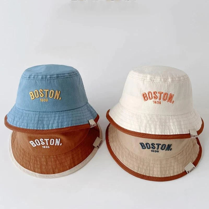 Boston Bucket Hat for toddlers with wide brim sun protection and soft fabric