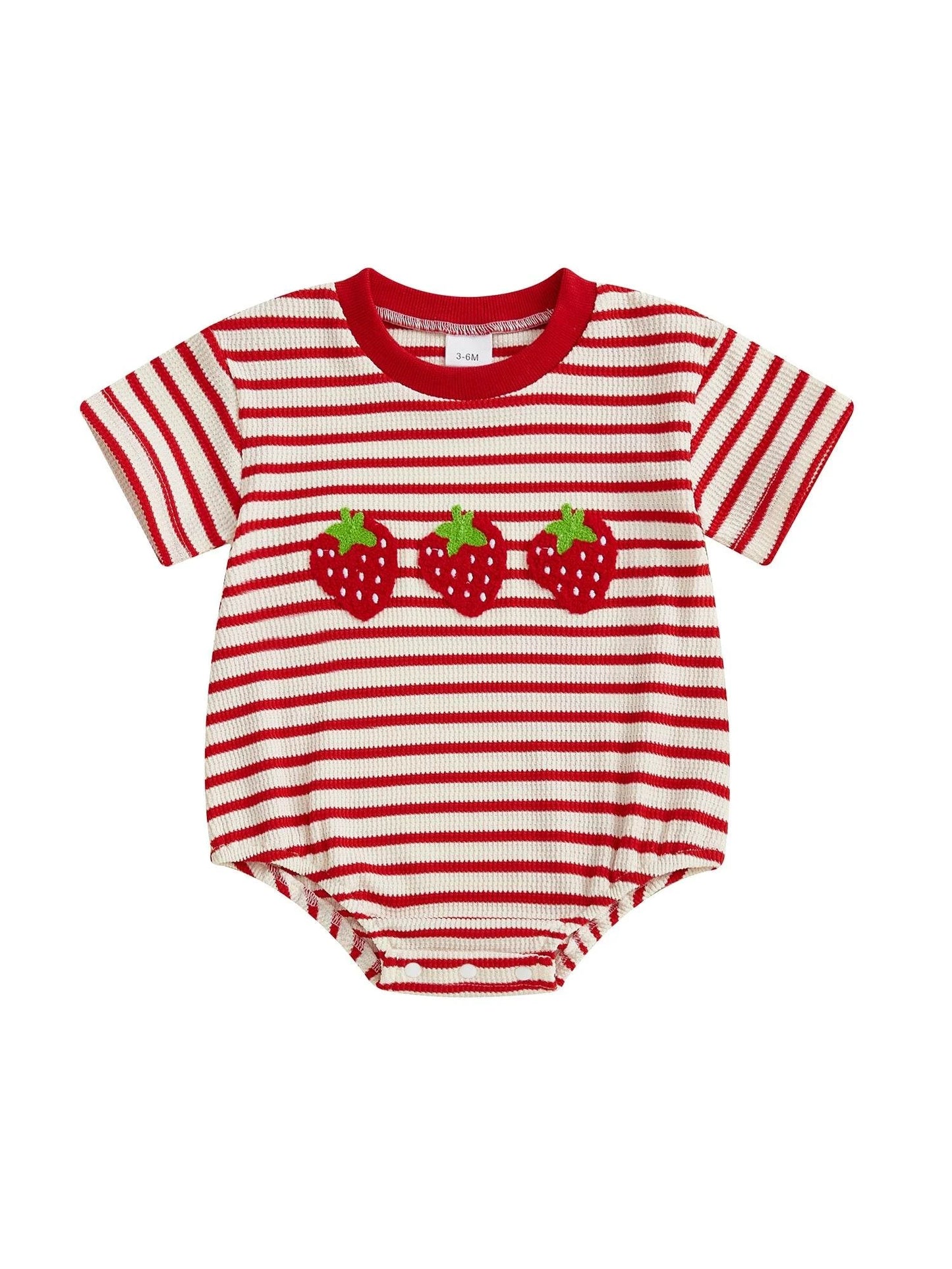Strawberry Stripe Bubble Romper
