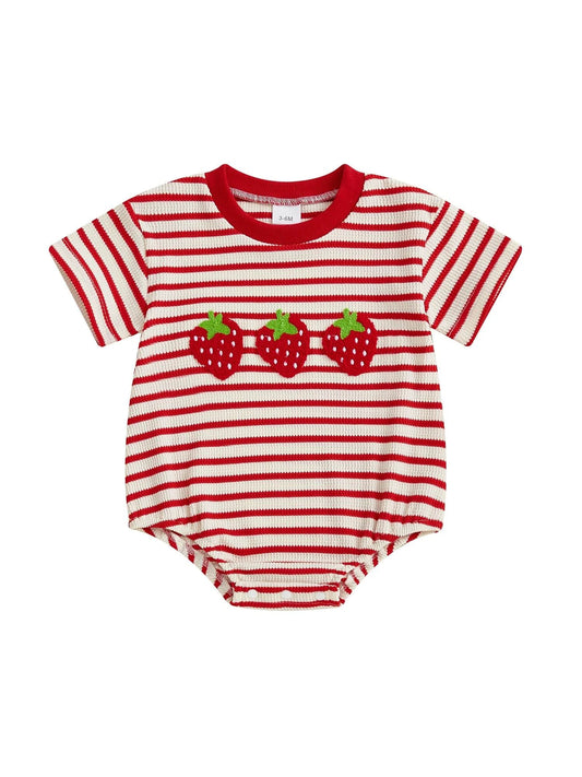 Strawberry Stripe Bubble Romper