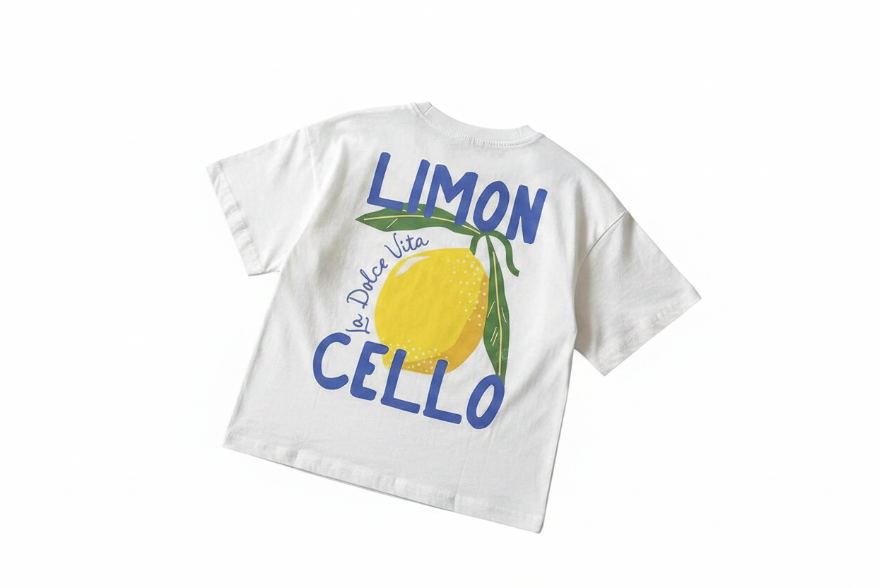Limon Cello Unisex Basic Tee with vibrant lemon design on soft fabric