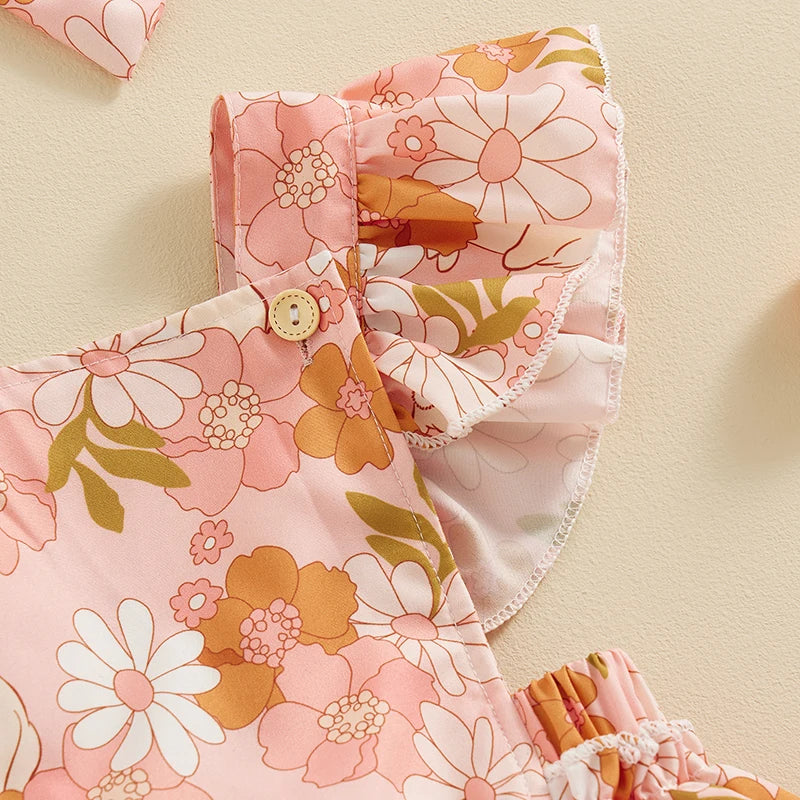 Bunny Blush Floral Romper & Bow
