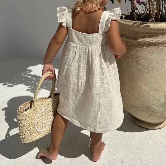 Elaia Neutral Ruffle Dress