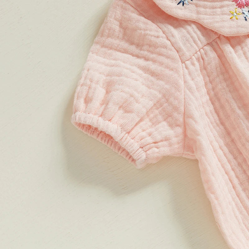 Floral Collared Romper & Bow | Spring Collection | Baby Romper | Girls Clothing