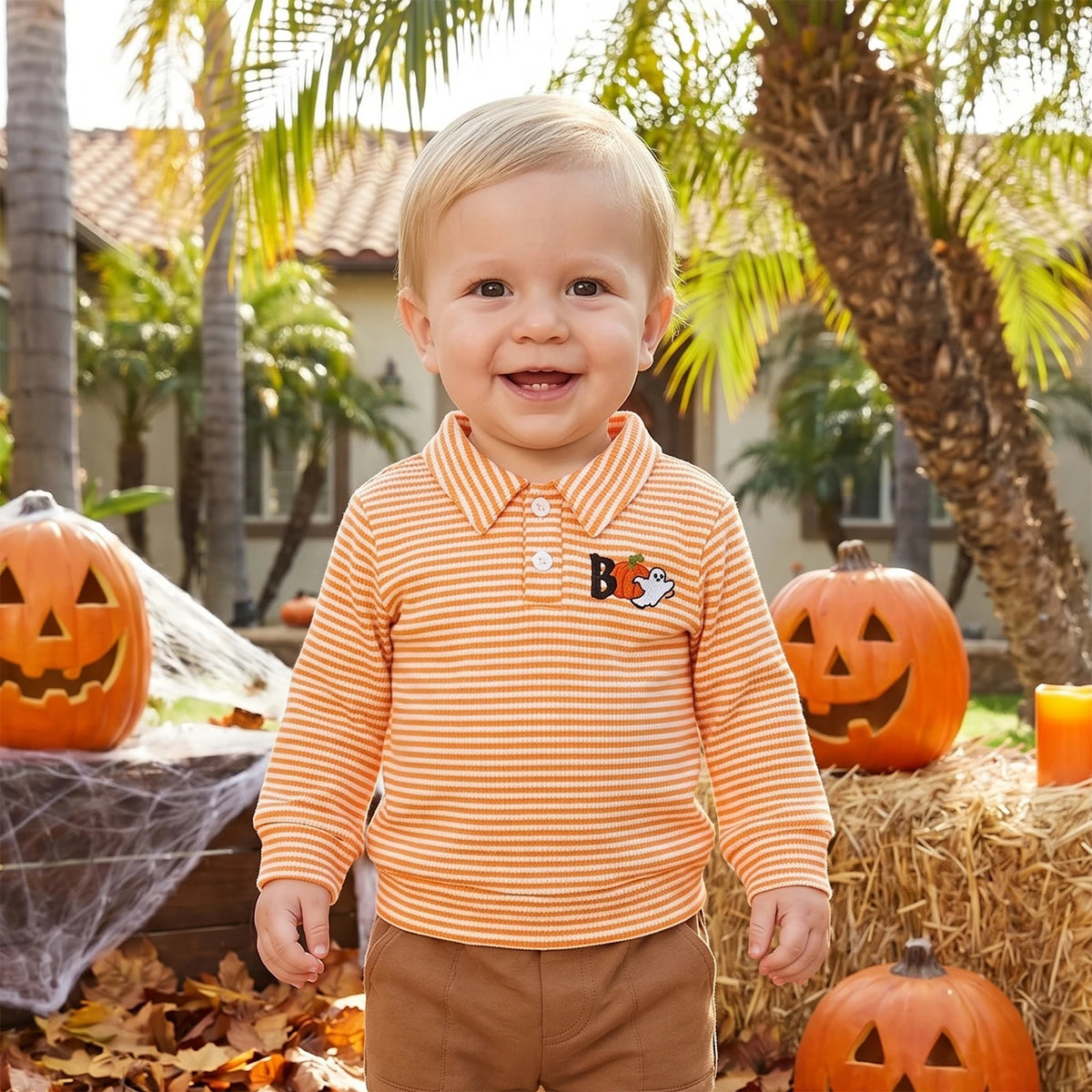 Halloween Stripe Polo Top