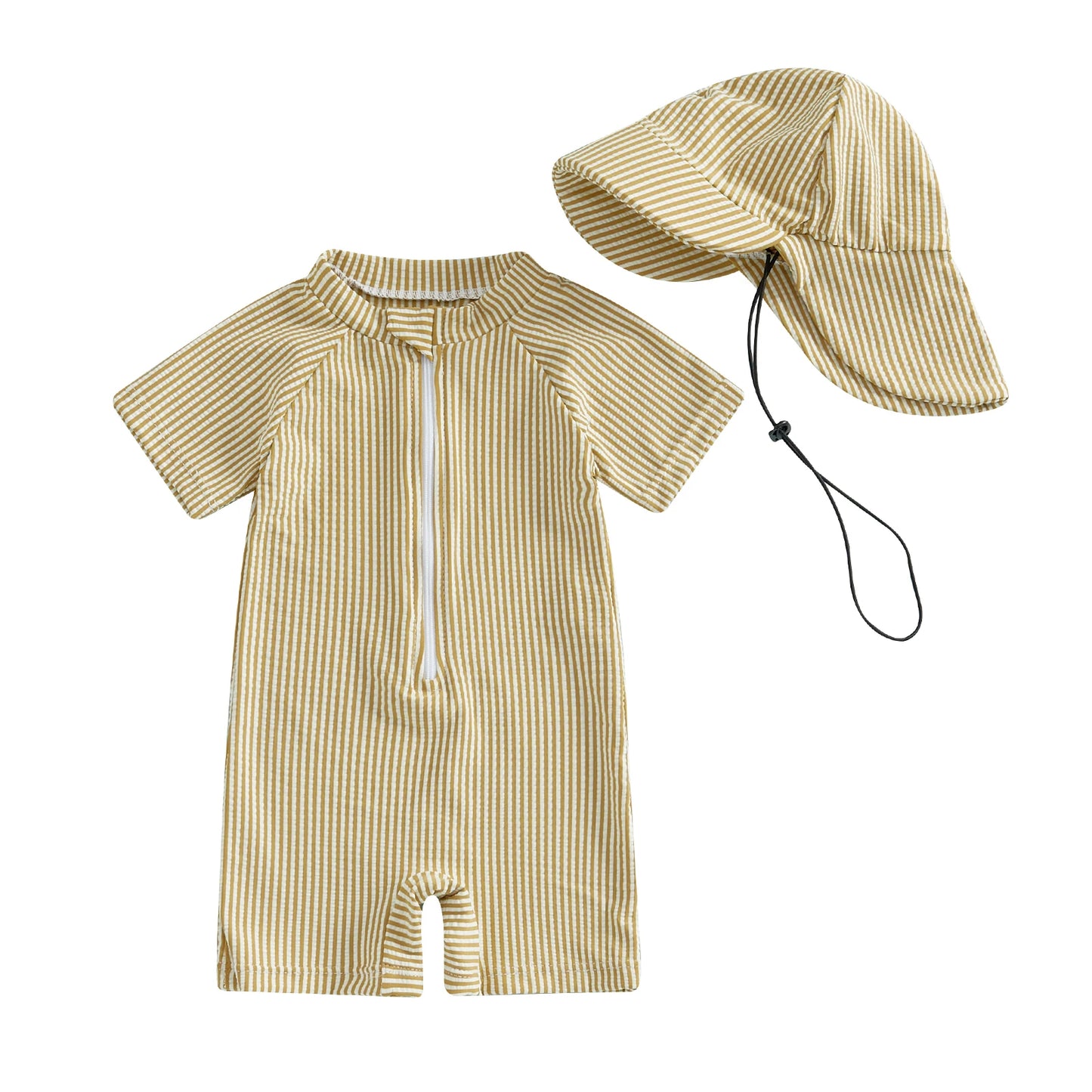 Tomi Pinstripe Swimsuit & Hat