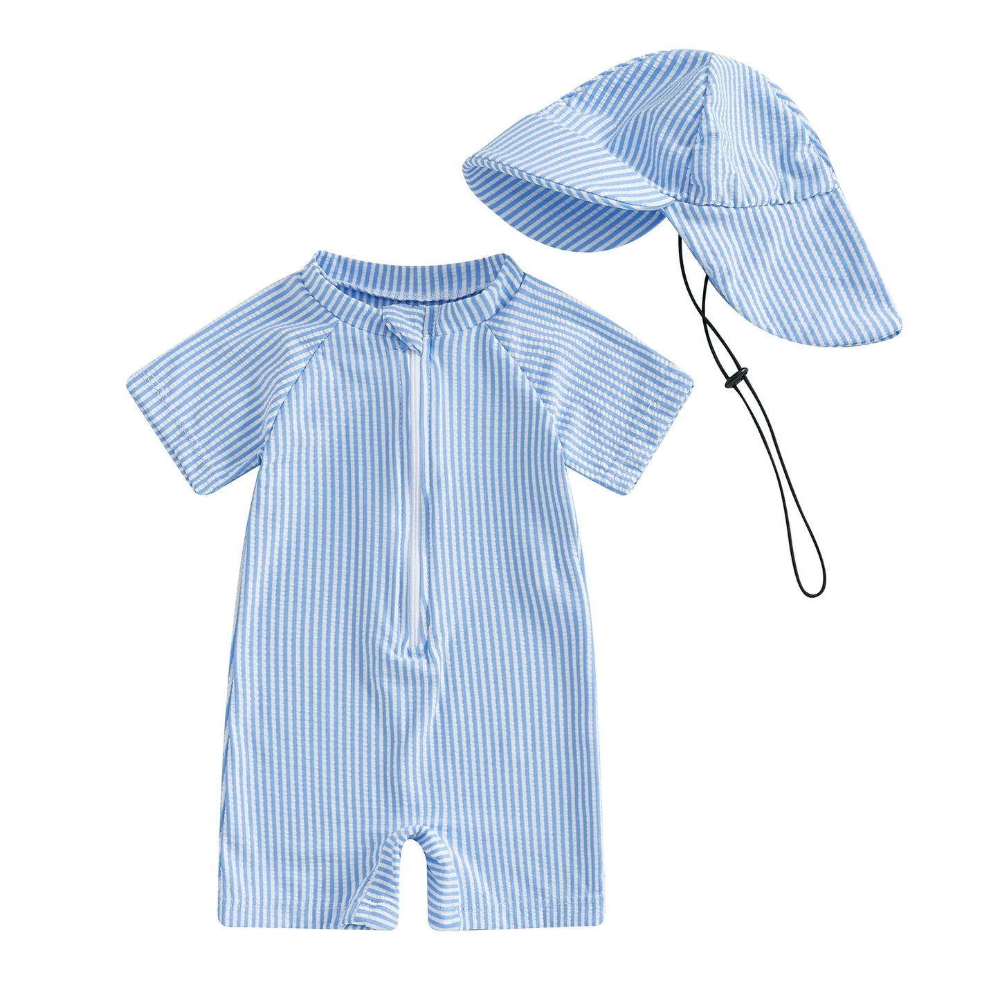 Tomi Pinstripe Swimsuit & Hat