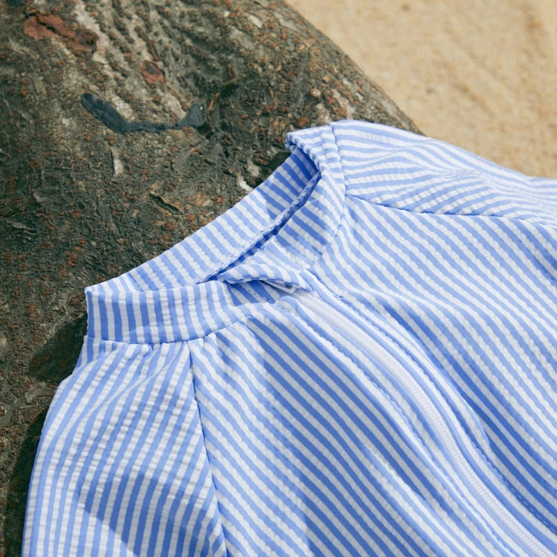 Tomi Pinstripe Swimsuit & Hat