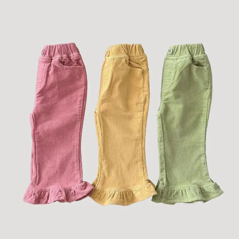 Ruffle Corduroy Bell Bottoms