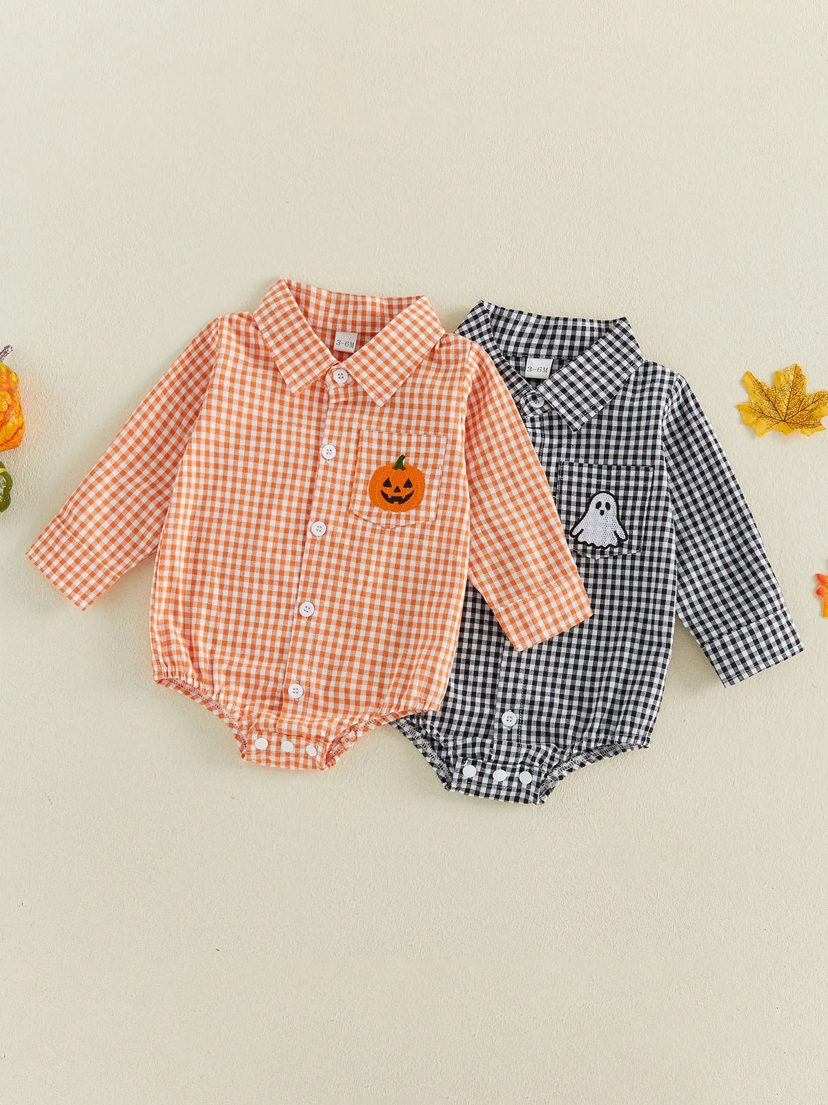 Halloween Plaid Shirt Romper