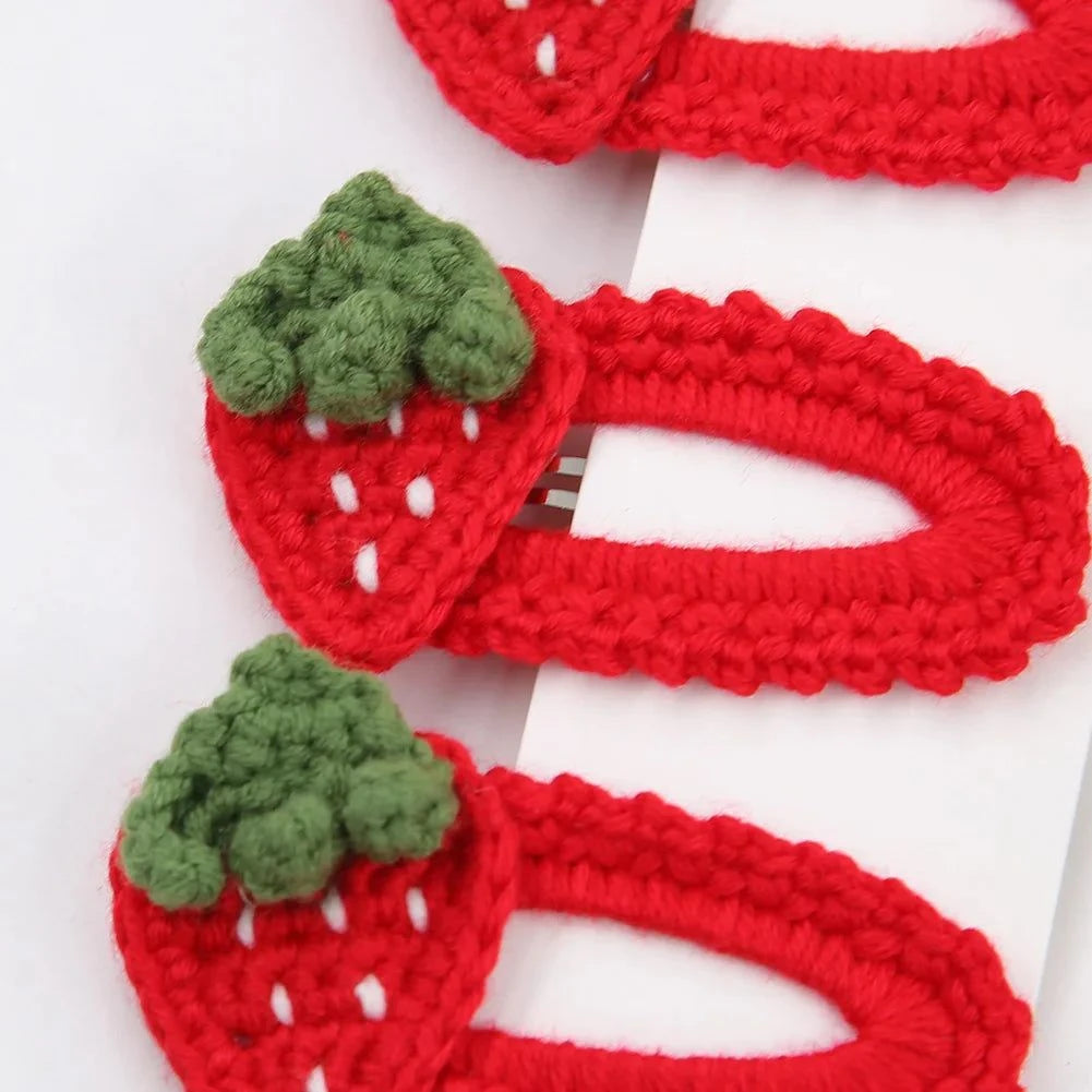 Crocheted Strawberry Hair Clips