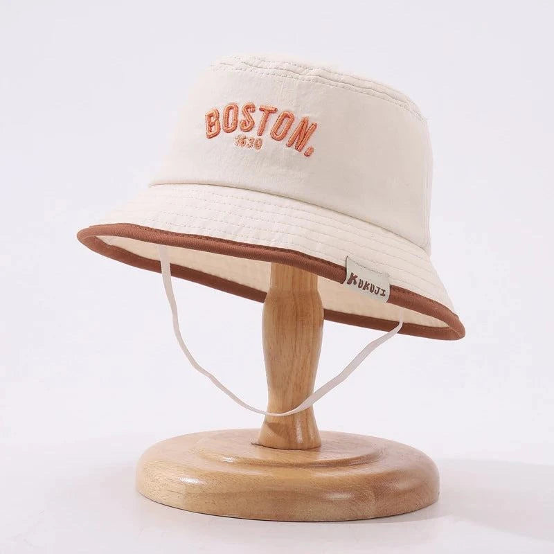 Boston Bucket Hat for toddlers with wide brim sun protection and soft fabric
