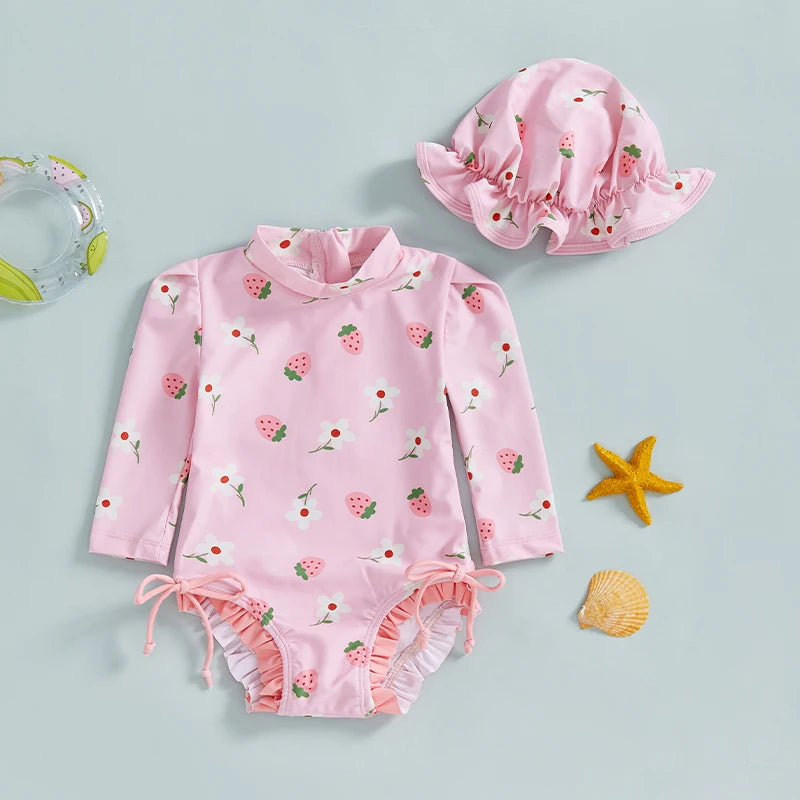 Ottilie Strawberry Swimsuit & Bonnet