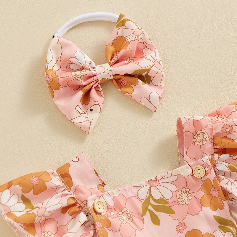 Bunny Blush Floral Romper & Bow