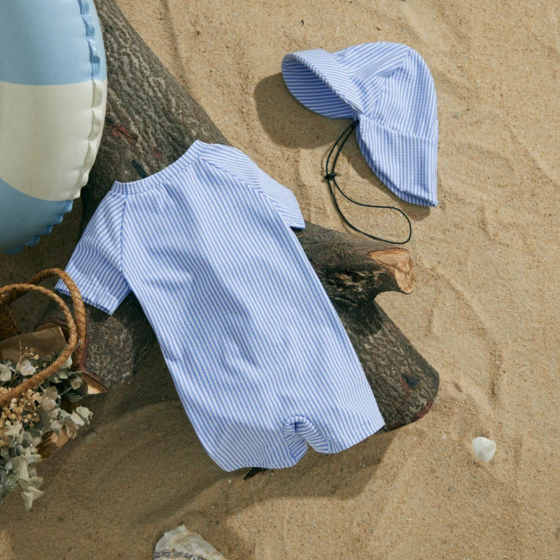 Tomi Pinstripe Swimsuit & Hat