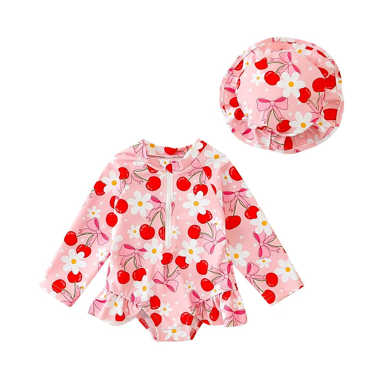 Nelle Cherry Swimsuit & Bonnet