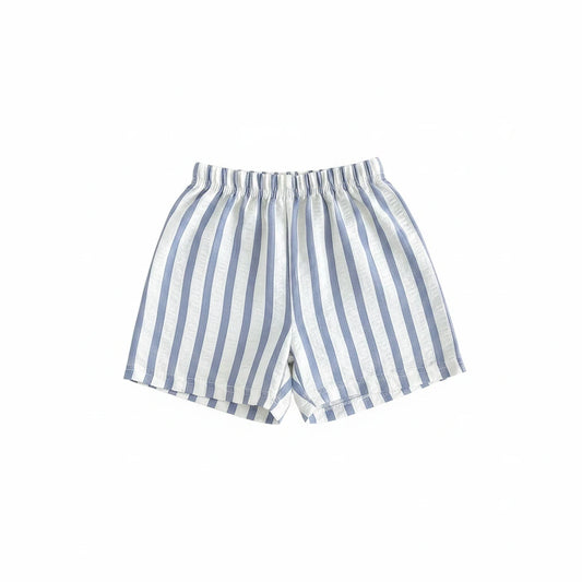 Kids wearing pinstripe casual shorts for summer activities