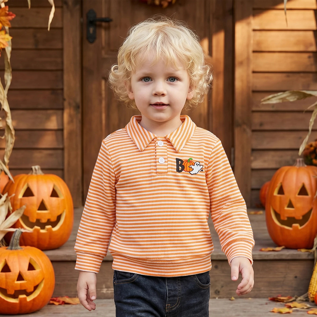 Halloween Stripe Polo Top