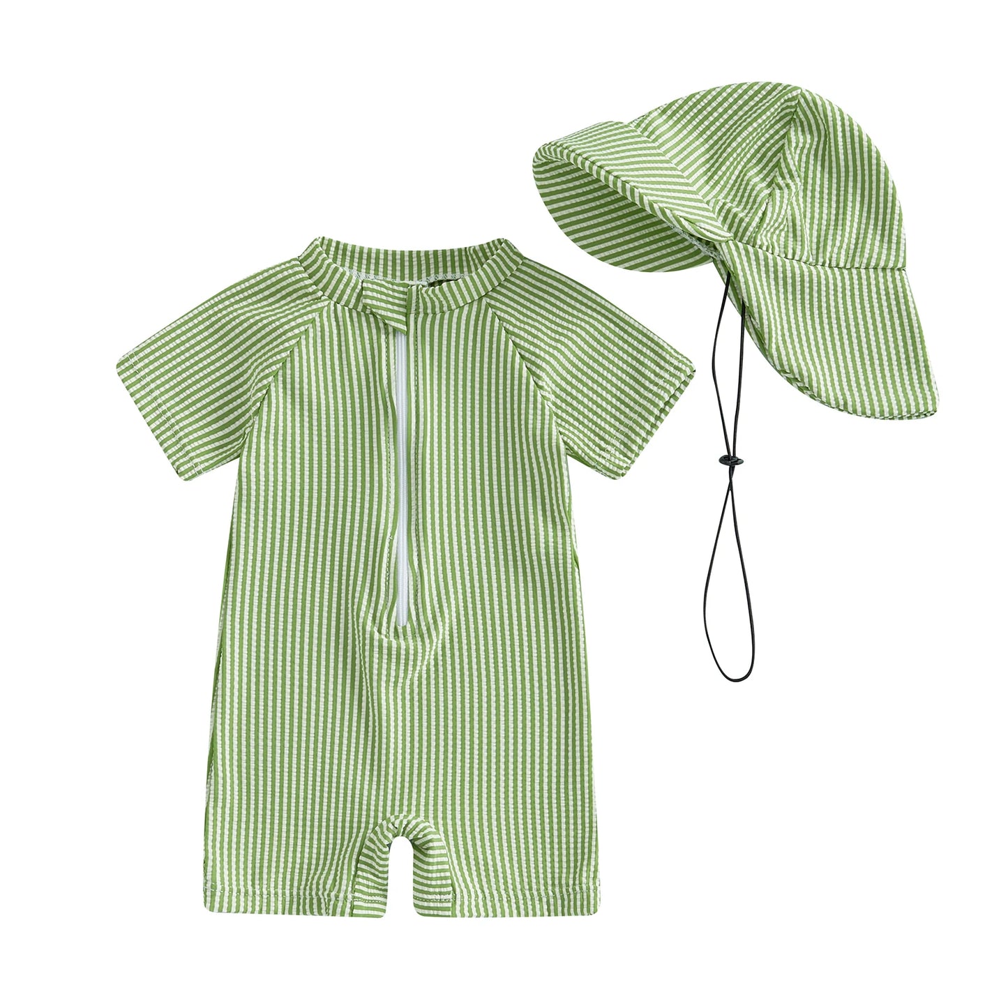 Tomi Pinstripe Swimsuit & Hat