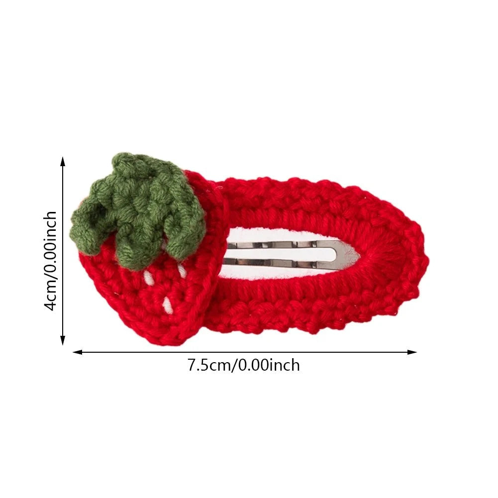 Crocheted Strawberry Hair Clips