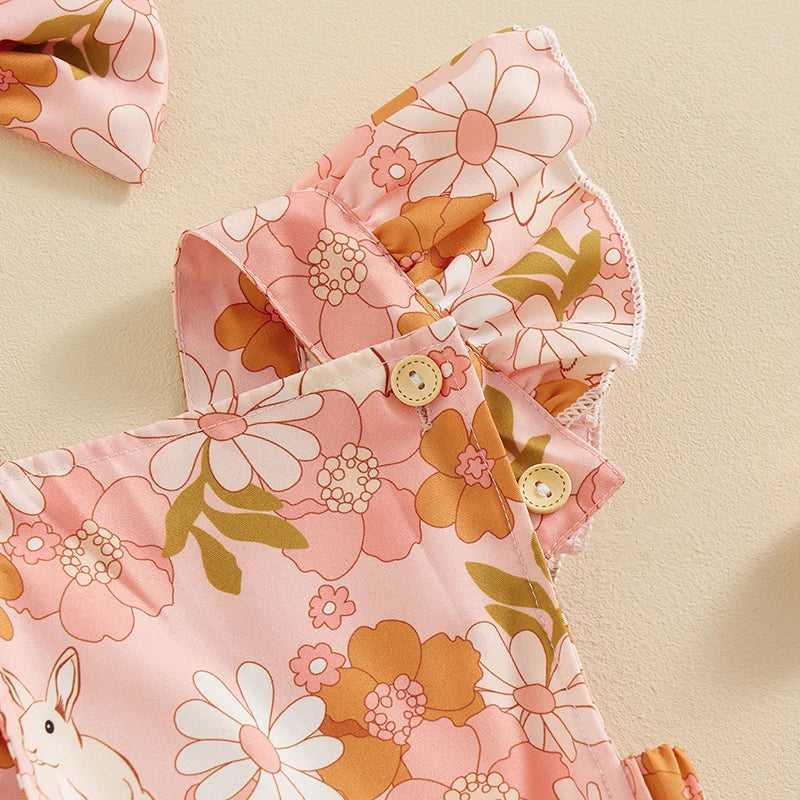 Bunny Blush Floral Romper & Bow