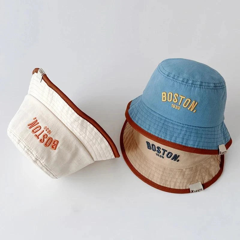 Boston Bucket Hat for toddlers with wide brim for sun protection and playful design