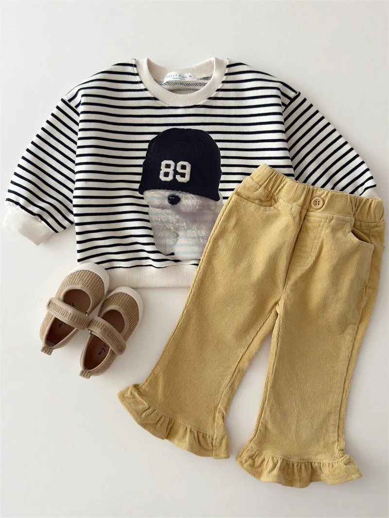 Ruffle Corduroy Bell Bottoms