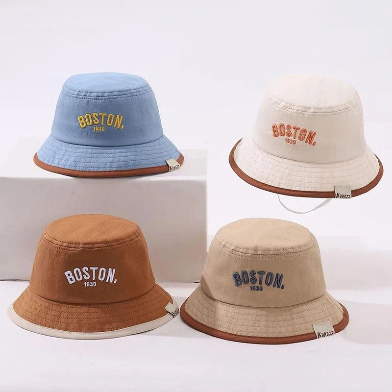 Boston Bucket Hat for toddlers with wide brim sun protection and stylish design for outdoor adventures