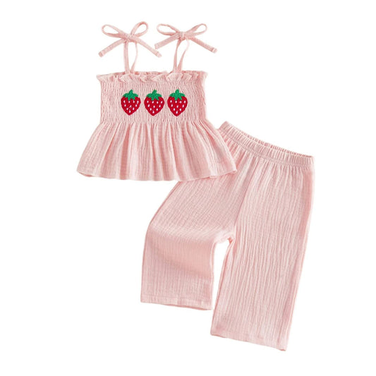 Strawberry Cami Top & Wide Leg Trousers